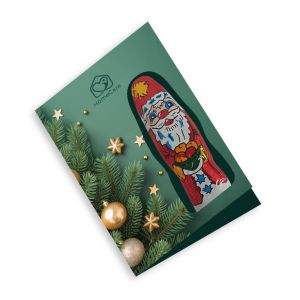 Schokoladen-Lolly in Weihnachts-Faltkarte mit Werbedruck