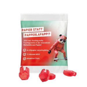 10 g Fruchtgummi Sonderform in Werbetütchen aus recyclingfähigen Papier
