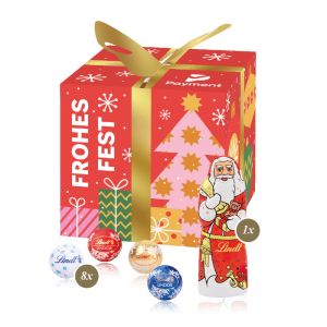 Präsent Feine Bescherung mit Lindt Minis und Nikolaus und einem Rundum-Werbedruck