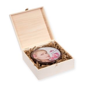 Runde Design-Schokoladentorte M in Holzbox