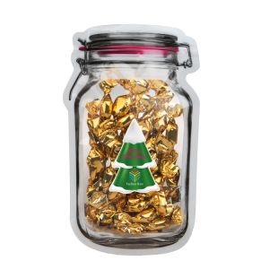 Weihnachtsbonbons im Midi-Beutel in Weckglas-Form mit Werbeetikett