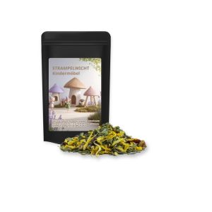 11 g Kräutertee Lavendel im schwarzen Mini Doypack mit Werbeetikett