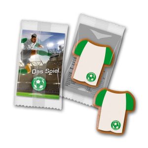 Lebkuchen-Trikot im Flowpack mit Werbekarte