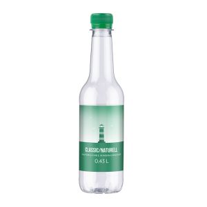 430 ml natürliches Mineralwasser classic in Longneck-Flasche mit Werbeetikett