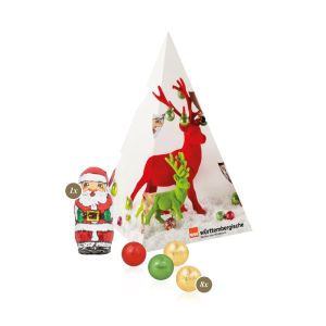 Präsent Weihnachtsbaum mit Fairtrade Schokolade und Rundum-Werbedruck