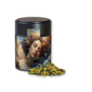 30 g Kräutertee Lavendel in schwarzer Midi Metalldose mit Werbebanderole