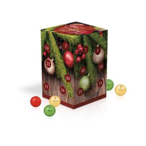 Adventskalender Cube XL mit Fairtrade Schokolade und Rundum-Werbedruck