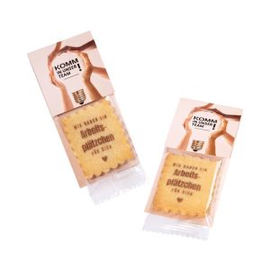 Vanille-Butterkeks mit braunem Keksdruck und bedruckter Displaykarte