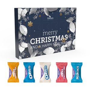 240 g Adventskalender Milka Favourites mit Werbedruck