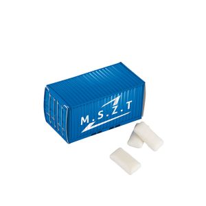 Kaugummis zuckerfrei Faltschachtel aus Kartonage in Container-Design und Werbedruck