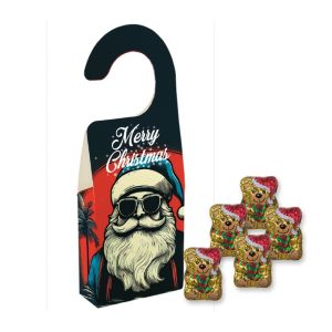 Schoko-Weihnachtsbärchen in Türanhänger-Box mit Werbedruck