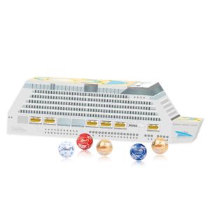 3D Adventskalender Schiff mit Lindt Schokolade und Rundum-Werbedruck