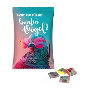 50 g Retro Fruchtkaramellen im Werbetütchen mit individueller Bedruckung