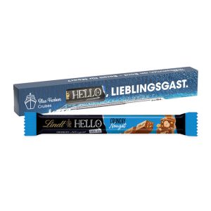 Promotion Stick mit einem Lindt HELLO Crunchy Nougat und Werbedruck