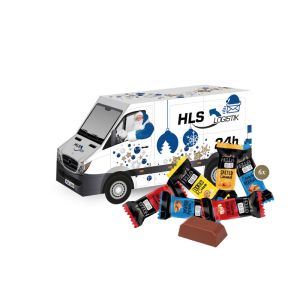 3D Präsent Transporter Lindt HELLO Schokowürfel mit Werbebedruckung