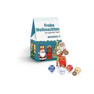 Weihnachtliches Businesspräsent Lindt mit Werbedruck