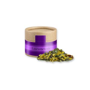 11 g Kräutertee Lavendel in Kraftpapierdose Mini mit Werbebanderole
