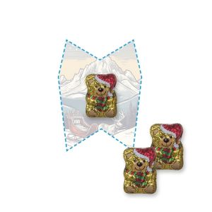 Schoko-Weihnachtsbärchen auf Mini Wunschform-Flyer mit Werbedruck
