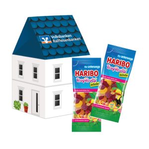 3D Präsent Haus HARIBO Tropifrutti mit Werbedruck