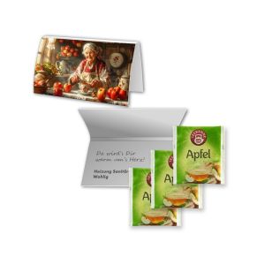 1,75 g Beuteltee Apfel mit Vitamin C auf Klappkarte mit Werbebedruckung