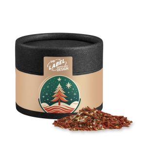 Bio Weihnachts Gewürzmischung Salat in Kraftpapierdose Mini schwarz mit Werbebanderole