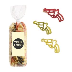 250 g Werbe-Nudeln in Psitolen-Form im Standbeutel mit Werbeetikett