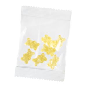 10 g gelbe Gummibärchen (Zitrone) im Werbetütchen mit Werbedruck