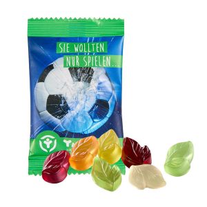 15 g veganes Standard Fruchtgummi im Werbetütchen mit Werbedruck