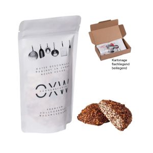 Saatenbrot-Backmischung im bedruckten Doypack mit Kartonage