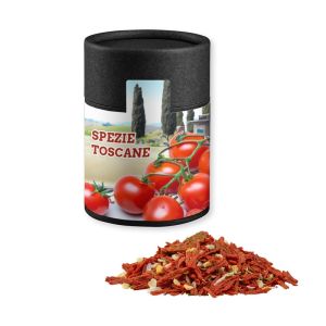 Bio Gewürzmischung Toskanische Bruchetta in Kraftpapierdose Midi schwarz mit Werbebanderole