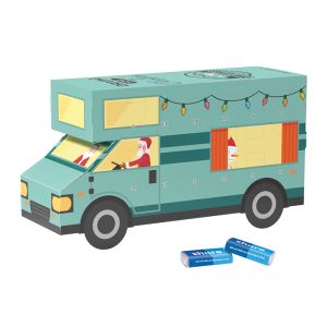 3D Adventskalender Wohnmobil mit share Schokoladentäfelchen und Werbedruck
