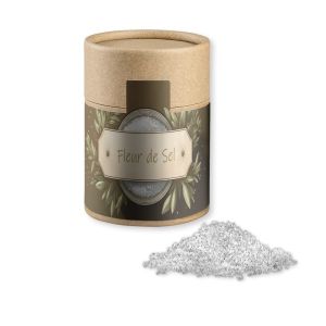 Fleur de Sel in Kraftpapierdose Midi mit Werbebanderole