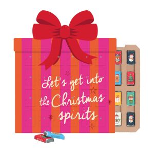 Geschenk-Kontur Adventskalender Schokotäfelchen mit Papierblister und Werbedruck