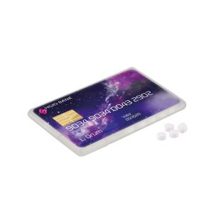 Transparenter Spender 8 g zuckerfreie Pfefferminze mit Werbedruck