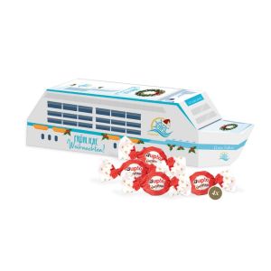 3D Präsent Schiff mit duplo Knusperlen und Rundum-Werbedruck