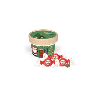 Christmas Paperbox mit duplo Knusperlen und einem Werbeeinleger im Deckel