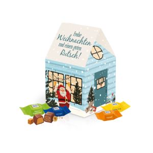 Adventskalender Haus mit Ritter SPORT Schokowürfel und Rundum-Werbedruck