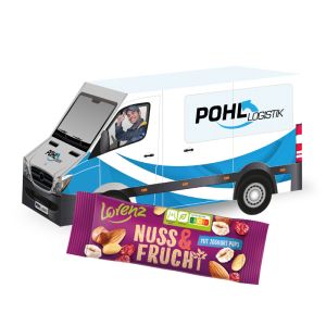 3D Präsent Transporter Lorenz Nuss & Frucht mit Werbebedruckung
