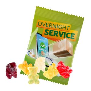 Overnight vegane Premium Gummibärchen mit Werbedruck