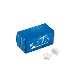 Pfefferminz in Stern-Form Faltschachtel aus Kartonage in Container-Design und Werbedruck