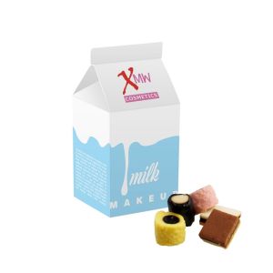 Milchverpackung mit englischen Lakritze und Werbedruck