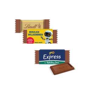 Lindt Vollmilch Schokotäfelchen im bedruckten Werbeschuber