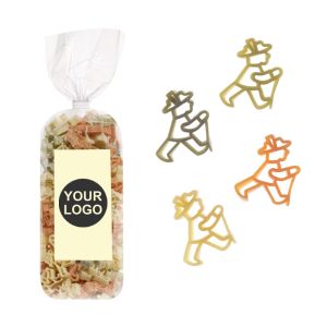 250 g Werbe-Nudeln in Wanderer-Form im Standbeutel mit Werbeetikett