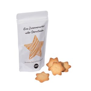 Butterkekssterne im bedruckten Doypack