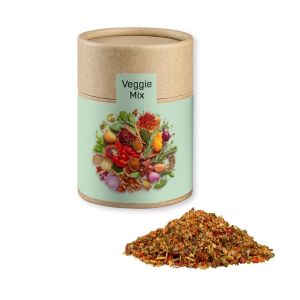 Gewürzmischung Mediterraner Veggie Mix in Kraftpapierdose Midi mit Werbebanderole