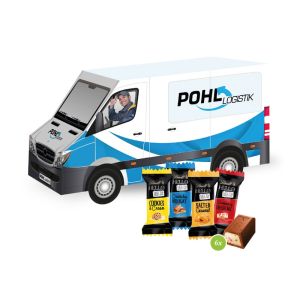 3D Präsent Transporter mit Lindt HELLO Mini und Werbedruck