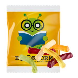 30 g Individuelle Fruchtgummi-Formen im kompostierbaren Werbetütchen mit Werbedruck