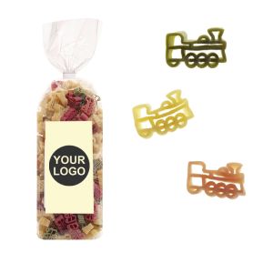 250 g Werbe-Nudeln in Lokomotive-Form im Standbeutel mit Werbeetikett