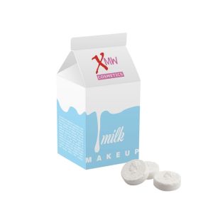 Milchverpackung mit Wilhelmina Pfefferminz und Werbedruck
