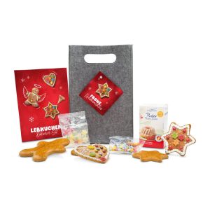 Präsent 480 g Lebkuchenfiguren mit fünf Teilen und Dekorier Set